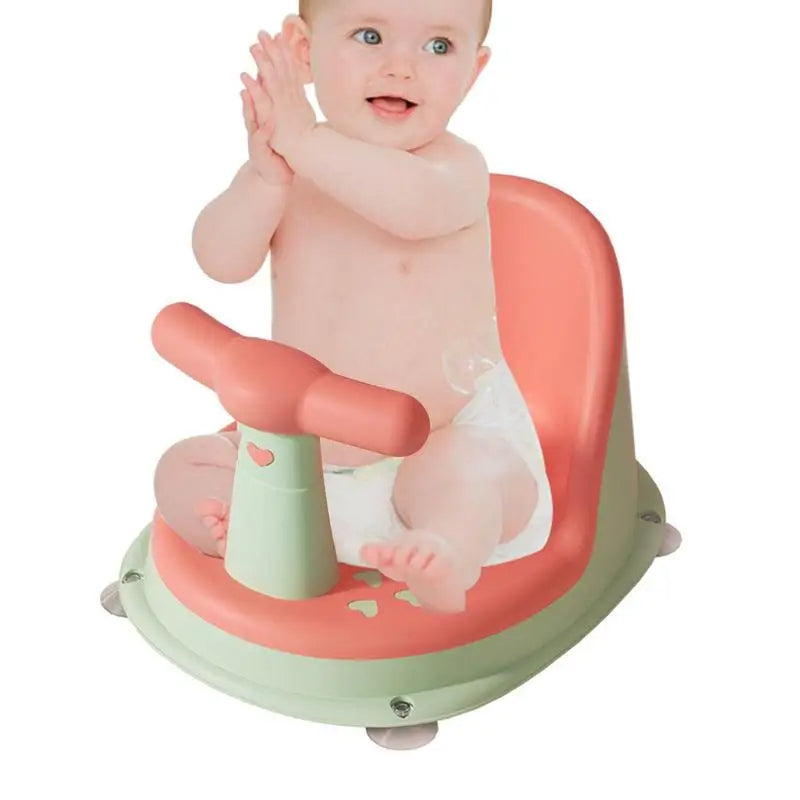Siège De Bain Bébé 6-24 Mois - Chaise De Bain Avec Dossier Réglable, 4 Ventouses & Poignée Volant - Pliable Antidérapant