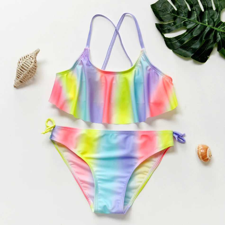 maillot de bain fille  arc en ciel