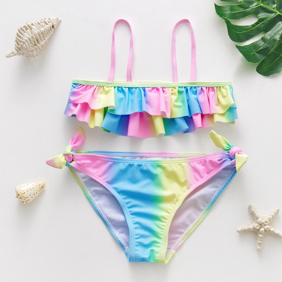 maillot de bain fille  arc en ciel