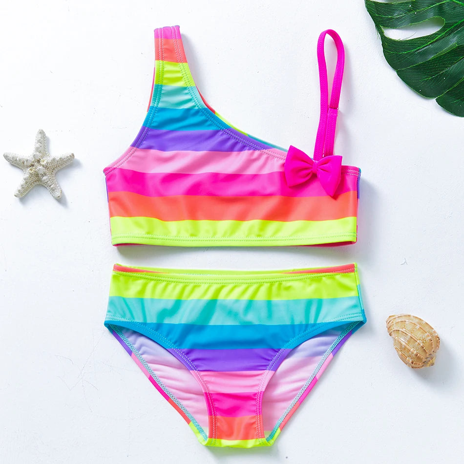maillot de bain fille arc enciel