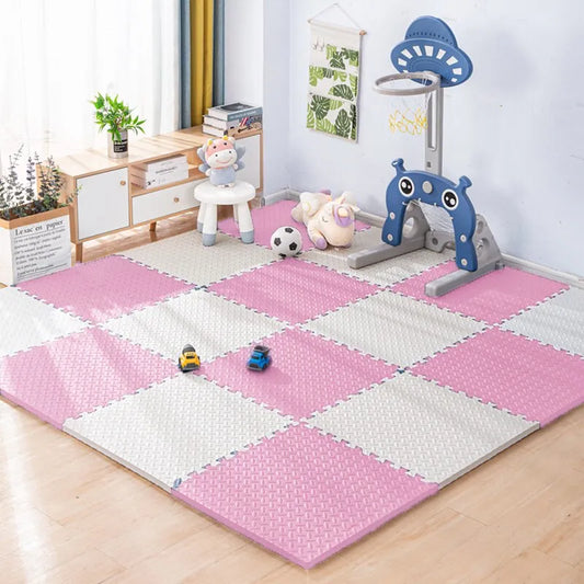 tapis mousse bebe rose blanc