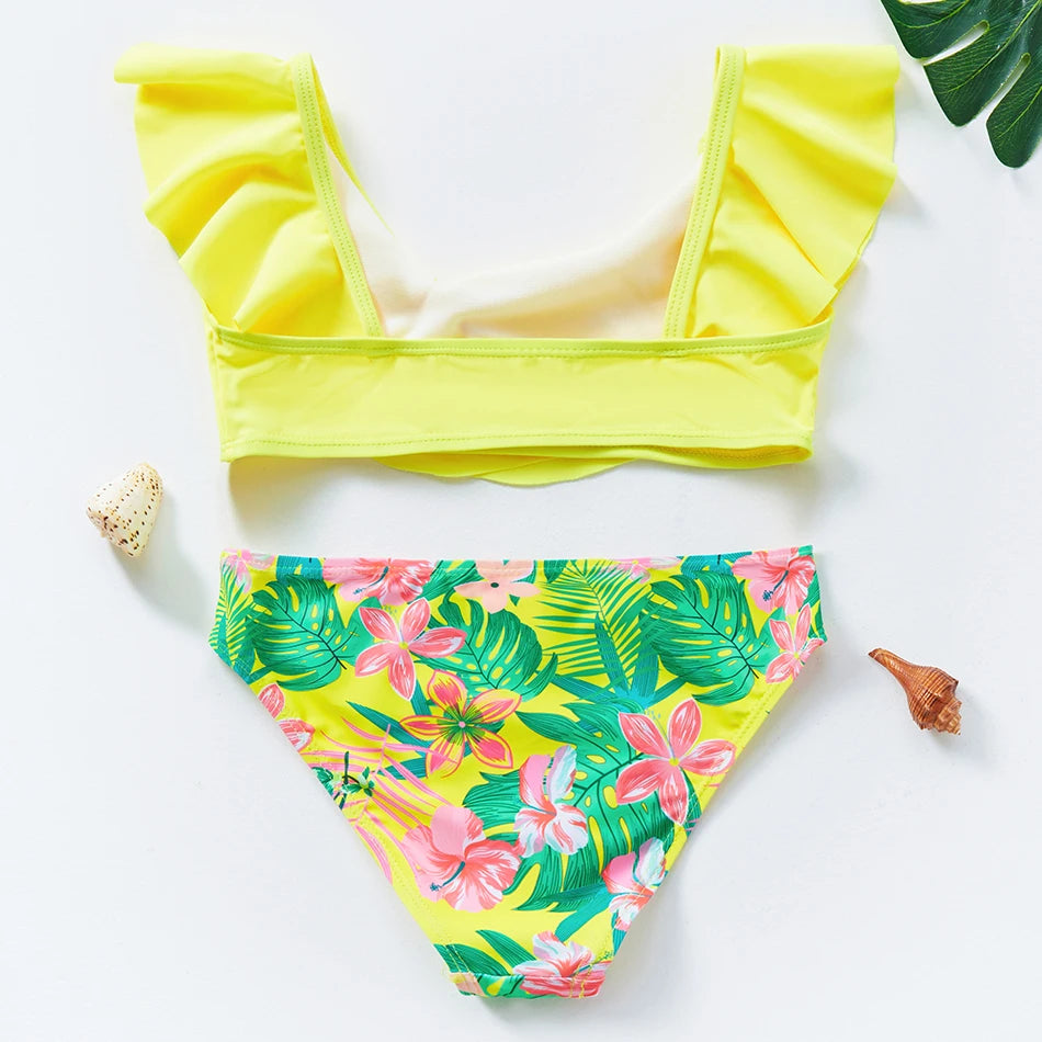 maillot de bain fille jaune