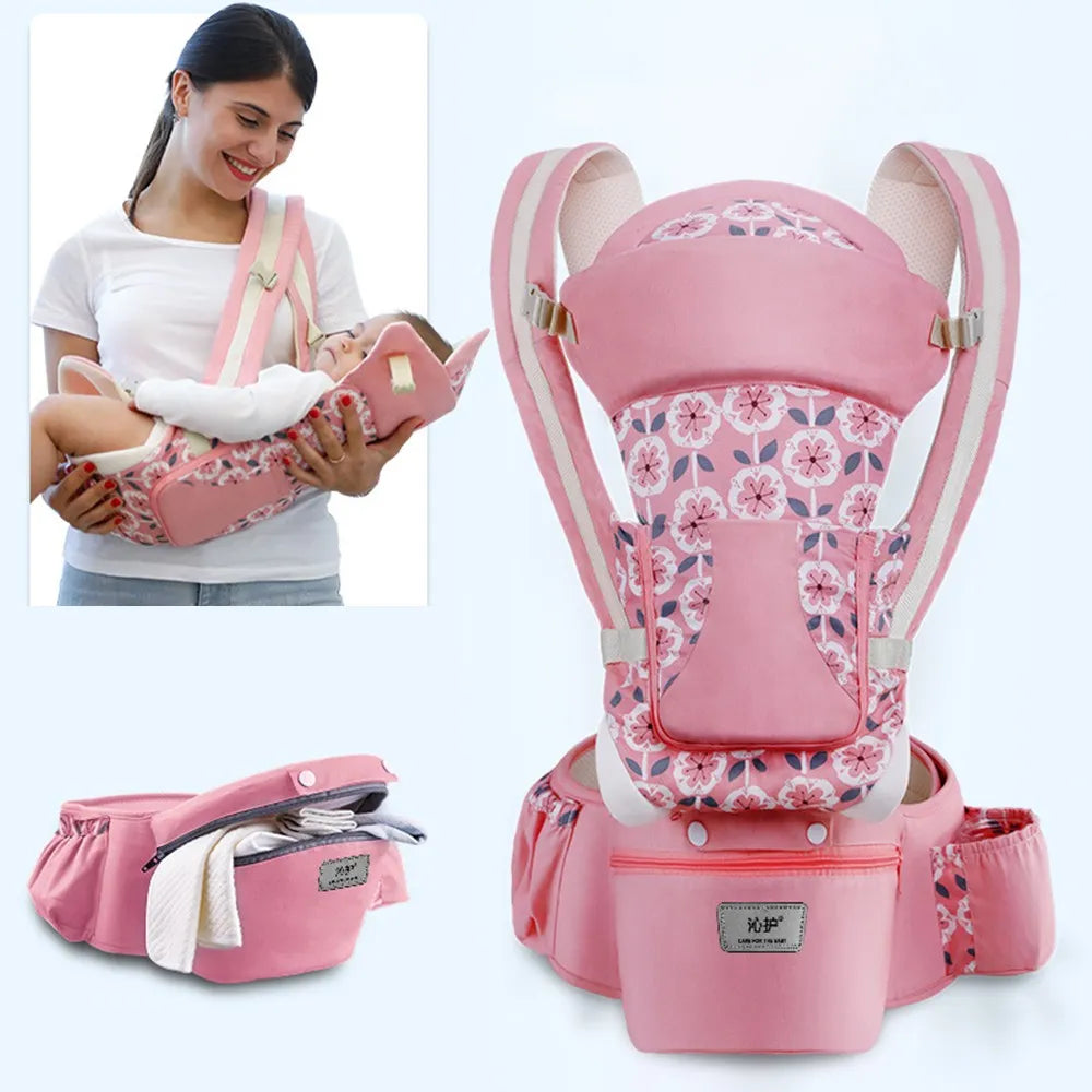 ergo porte bebe rose  avec fleures