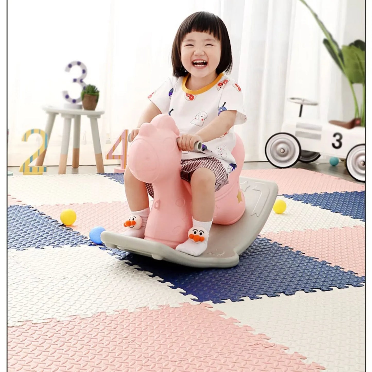tapis mousse bebe rose -bleu-blanc