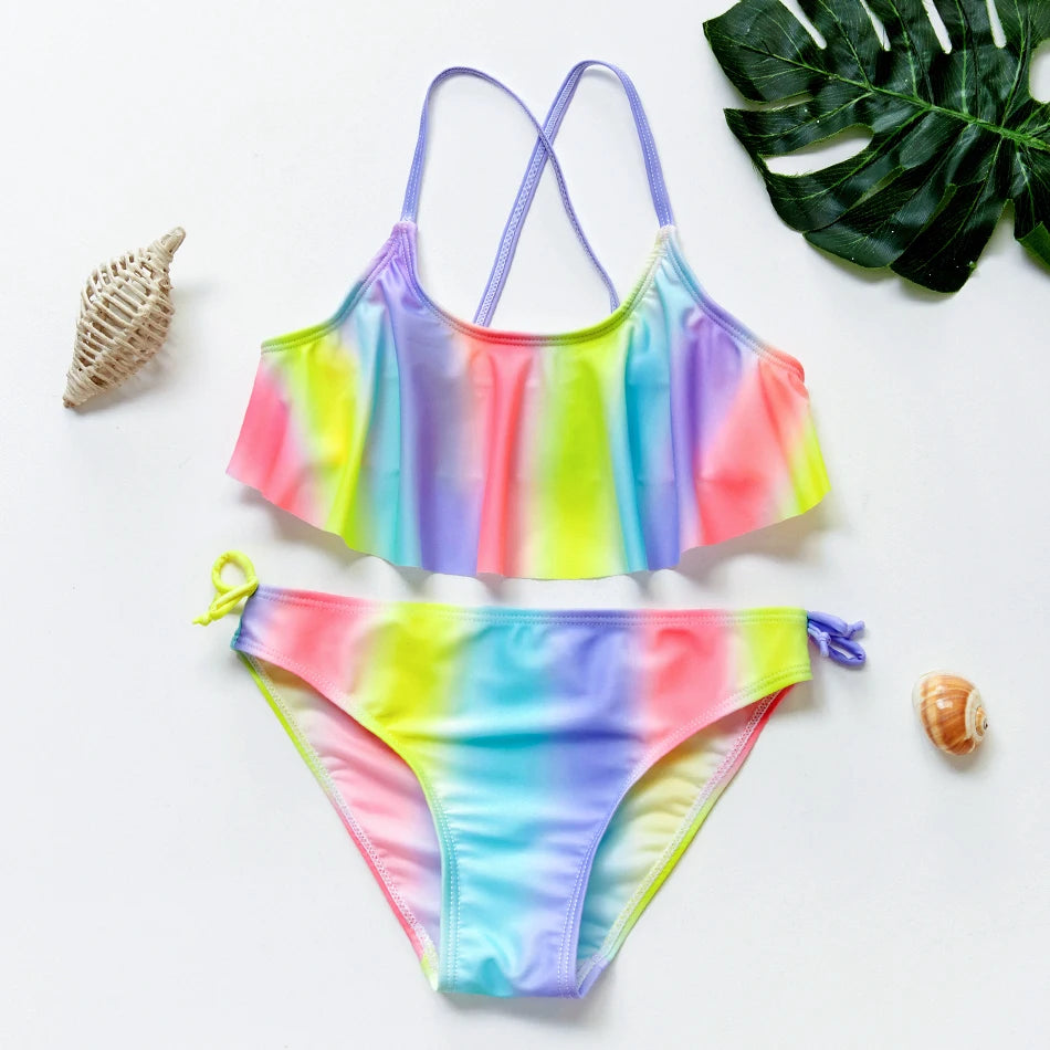 maillot de bain fille arc en ciel