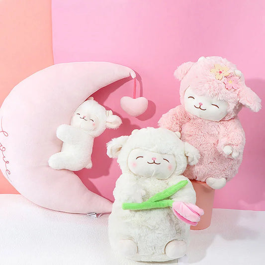 doudou d'agneau blanc et rose