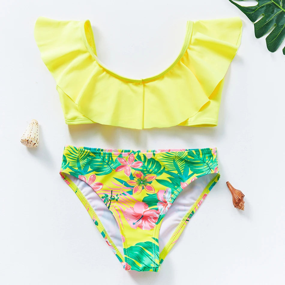 maillot de bain fille jaune