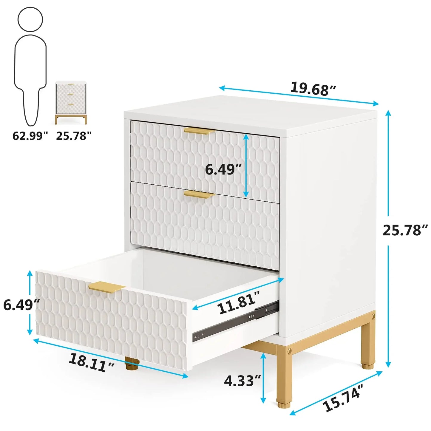 Table de Chevet Blanche  | petite table avec tirroire de rangement pour enfant ™