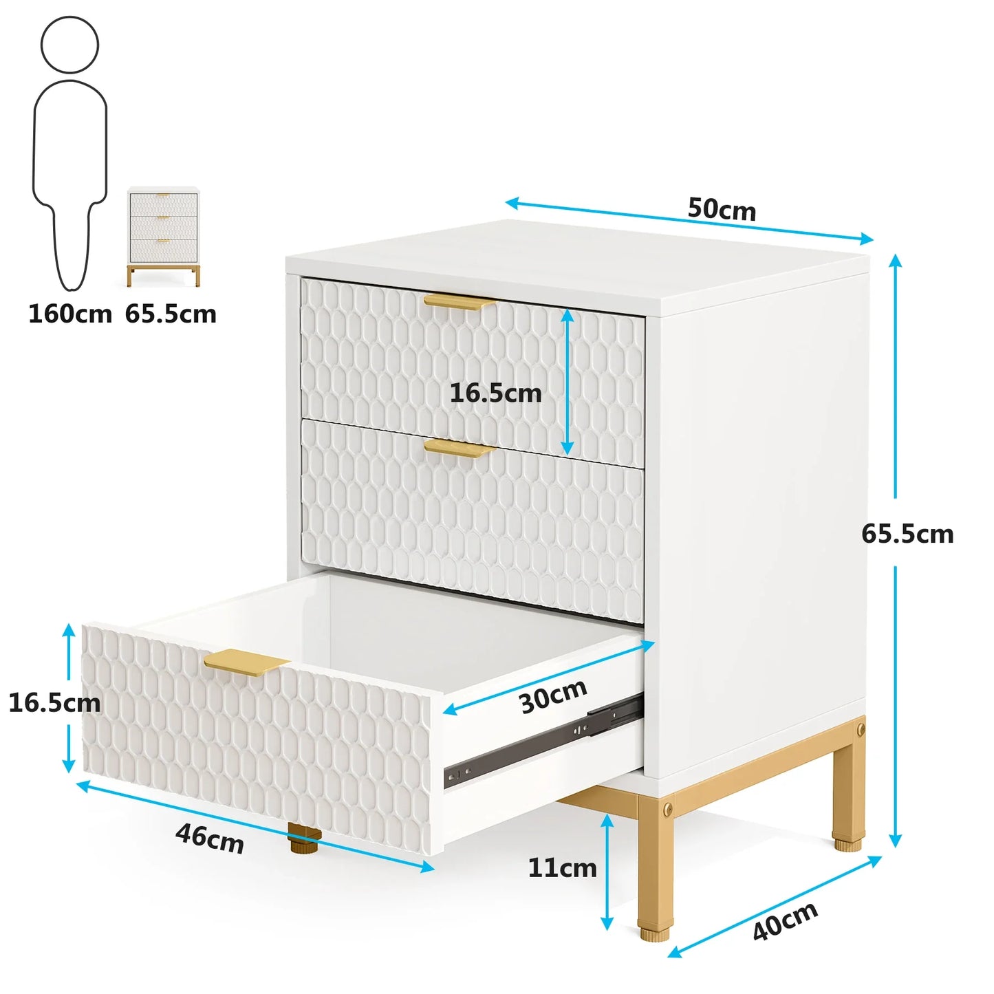Table de Chevet Blanche  | petite table avec tirroire de rangement pour enfant ™